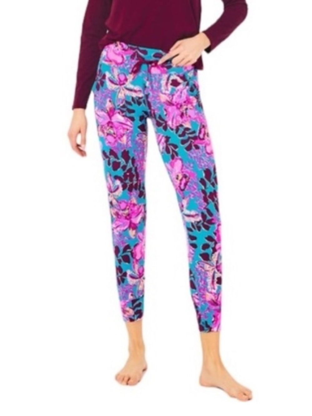 Lilly Pulitzer Island Mid-Rise Jogger Blue Rhapsody Orchid You Not Size XL